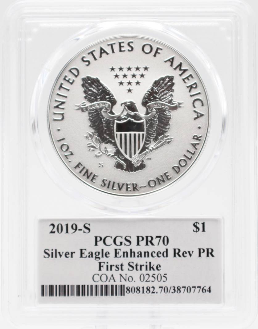 2019-S PCGS First Strike PR70 Enhanced Reverse Proof Silver Eagle